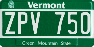 VT license plate ZPV750