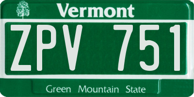 VT license plate ZPV751