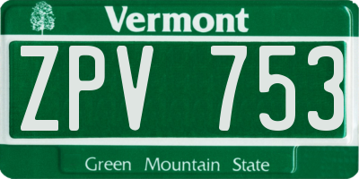 VT license plate ZPV753