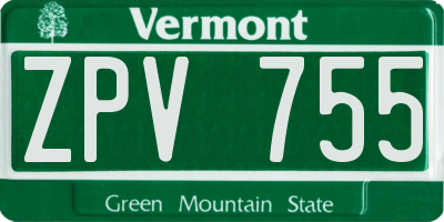 VT license plate ZPV755