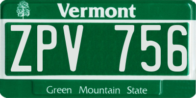 VT license plate ZPV756