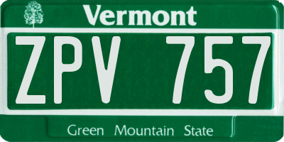 VT license plate ZPV757