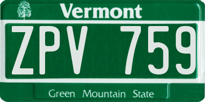 VT license plate ZPV759