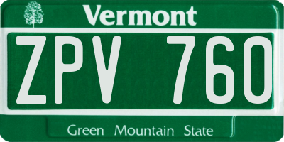 VT license plate ZPV760