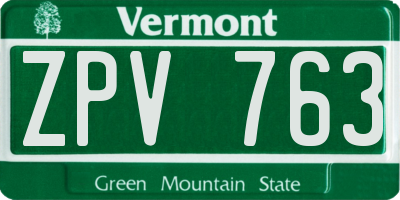 VT license plate ZPV763