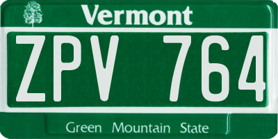 VT license plate ZPV764