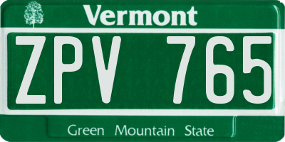 VT license plate ZPV765