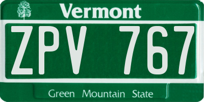 VT license plate ZPV767