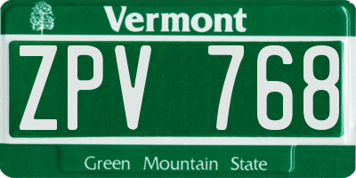 VT license plate ZPV768