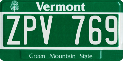 VT license plate ZPV769