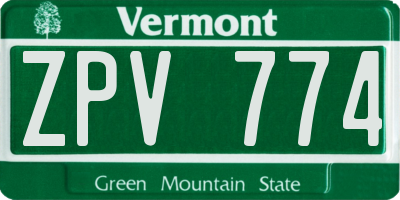 VT license plate ZPV774