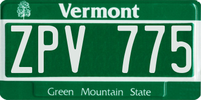 VT license plate ZPV775