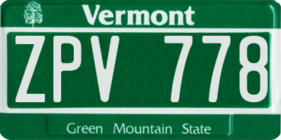 VT license plate ZPV778