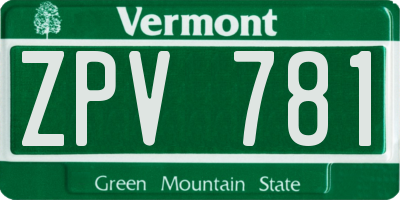 VT license plate ZPV781