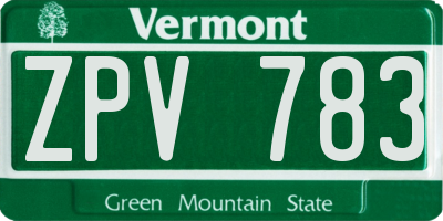VT license plate ZPV783
