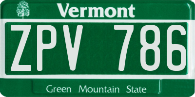 VT license plate ZPV786