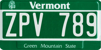 VT license plate ZPV789