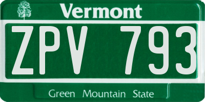 VT license plate ZPV793