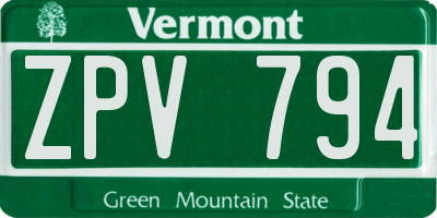 VT license plate ZPV794