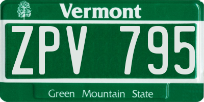 VT license plate ZPV795
