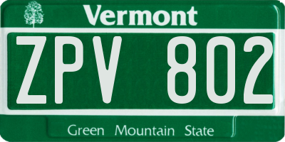 VT license plate ZPV802