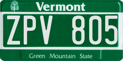 VT license plate ZPV805