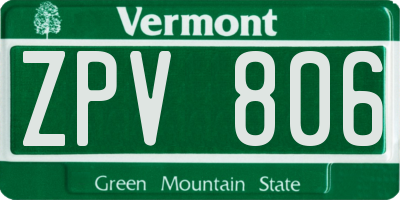 VT license plate ZPV806