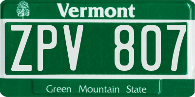 VT license plate ZPV807