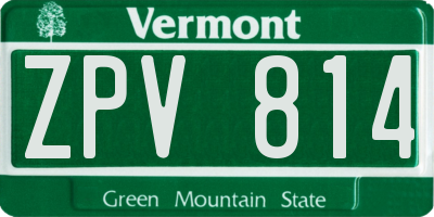 VT license plate ZPV814