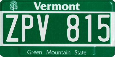 VT license plate ZPV815