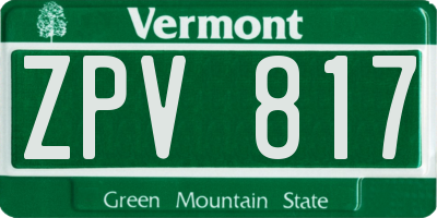 VT license plate ZPV817