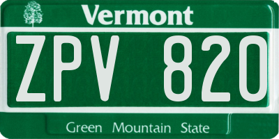 VT license plate ZPV820