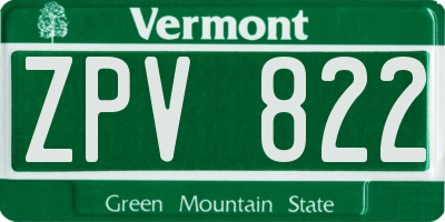 VT license plate ZPV822