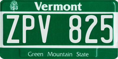 VT license plate ZPV825