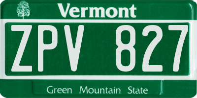 VT license plate ZPV827