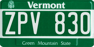 VT license plate ZPV830