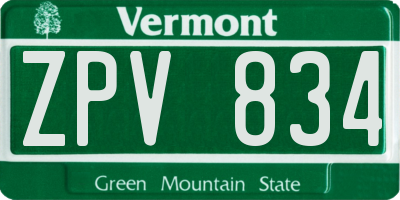 VT license plate ZPV834