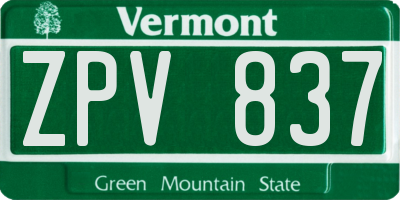 VT license plate ZPV837