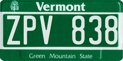 VT license plate ZPV838