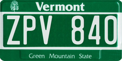 VT license plate ZPV840