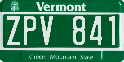 VT license plate ZPV841