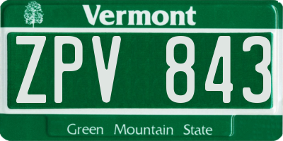 VT license plate ZPV843
