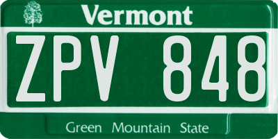 VT license plate ZPV848