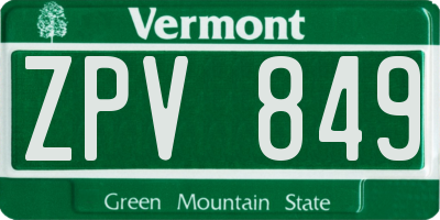 VT license plate ZPV849