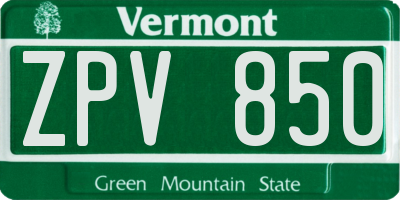 VT license plate ZPV850