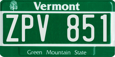 VT license plate ZPV851