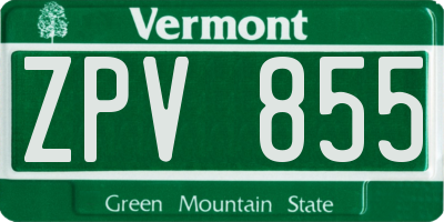 VT license plate ZPV855