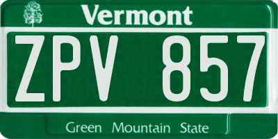 VT license plate ZPV857