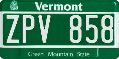 VT license plate ZPV858