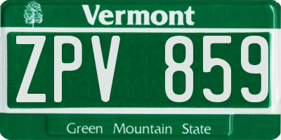 VT license plate ZPV859
